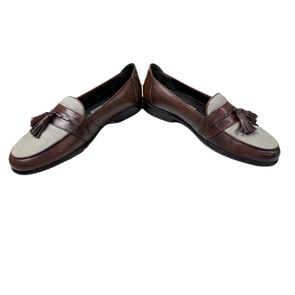 Vintage Handmade Bragano Brown Leather Tassel Loafers Calf 9 Dress Shoes‎ 3a